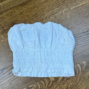 Abercrombie & Fitch Cream Strapless Ruched Top